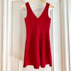 Red Mini V-Neck Flare Cocktail Dress